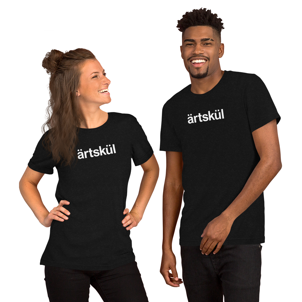 Artskul's unisex t-shirts are hand-printed in the USA using eco-friendly Italian water-based inks for a softer and more pliable finish with our logo on 100% premium combed ringspun cotton. Available in black or white.