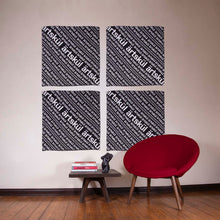 Load image into Gallery viewer, ärtskül's logo scarf is featured as  wall decor. The 100% silk twill scarf with hand rolled edges is 36 inches square, designed in Los Angeles and produced in Como, Italy. The scarf is featured along with a torso sculpture by the artist Brian Biedul.