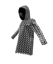 Load image into Gallery viewer, The Baby Pop raincoat is both waterproof and water-resistant. Featuring breathable and comfortable fabric, you can stay dry and protected from the rain whether in a drizzle or a downpour. The design is knee-length to shield you from wind and cold weather too! 