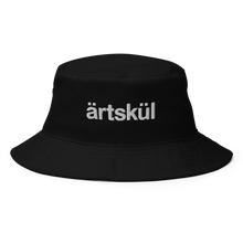 Load image into Gallery viewer, Artskul black bucket hat with embroidered logo. 100% cotton twill. Breathable fabric.