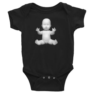 A baby shower gift they will never forget! Give your friend that's expecting the cutest baby onesie ever! Artskul's Baby Pop Onesie is a unisex black baby bodysuit. Produced on soft 100% premium cotton, the onesie features a bold graphic that will make for unforgettable baby photos. The bodysuit features the baby doll icon from the baby pop art series. Limited Edition.