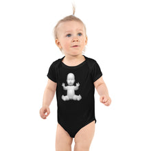 Load image into Gallery viewer, The most unique baby gift for a baby shower. Give the couple that is expecting the cutest baby onesie ever.  Perfect for unforgettable baby photos, Artskul&#39;s Baby Pop black onesie features our baby icon from the Baby Pop fine art series. Handcrafted in the USA in small batches on premium 100% cotton with Italian eco-friendly inks. 