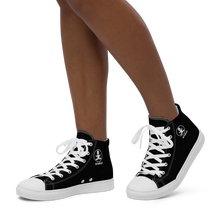 Load image into Gallery viewer, Stand out with Artskul&#39;s Baby Pop canvas high tops.  The retro-inspired designed footwear adds a unique touch to your style.  Manufactured on demand and assembled by hand, the sneakers are made with 100% polyester canvas upper sides, rubber soles, and faux leather toe caps. 
