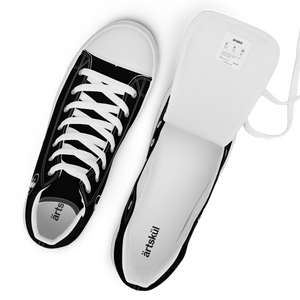 Stand out with Artskul's Baby Pop canvas high tops.  The retro-inspired designed footwear adds a unique touch to your style.  Manufactured on demand and assembled by hand, the sneakers are made with 100% polyester canvas upper sides, rubber soles, and faux leather toe caps. 
