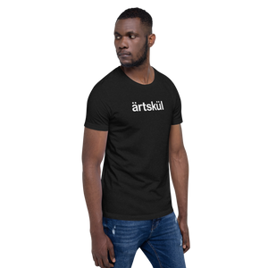 Artskul's graphic tee features our logo on unisex cut t-shirts. Hand-printed in the USA using eco-friendly Italian water-based inks for a softer and more pliable finish on 100% premium combed ringspun cotton. Available in black or white.