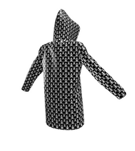 Load image into Gallery viewer, Handmade to order from London, the Baby Pop raincoat is both waterproof and water-resistant. Featuring breathable and comfortable fabric, you can stay dry and protected from the rain whether in a drizzle or a downpour. The design is knee-length to shield you from wind and cold weather too! Plus it is easy to fit in a carry-on bag whether traveling local or afar. Quick-drying. 100% poly waterproof breathable fabric. Two-lined sideseam pockets. Hood with drawstring.