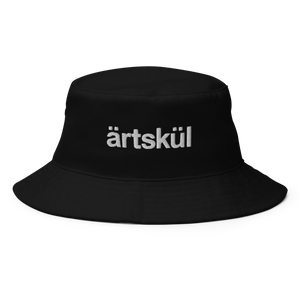 Artskul black bucket hat with embroidered logo. 100% cotton twill. Breathable fabric.