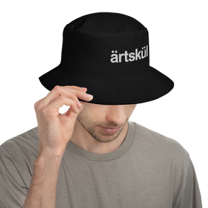 Artskul black bucket hat with embroidered logo. 100% cotton twill. Breathable fabric.