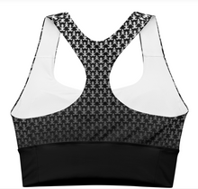 Load image into Gallery viewer, For medium to high-intensity exercise, this sports bra provides extra support with compression fabric. Featuring a double-layered front, the bra&#39;s feminine longline silhouette makes it the perfect workout bra or as a streetwear top. Made to order.