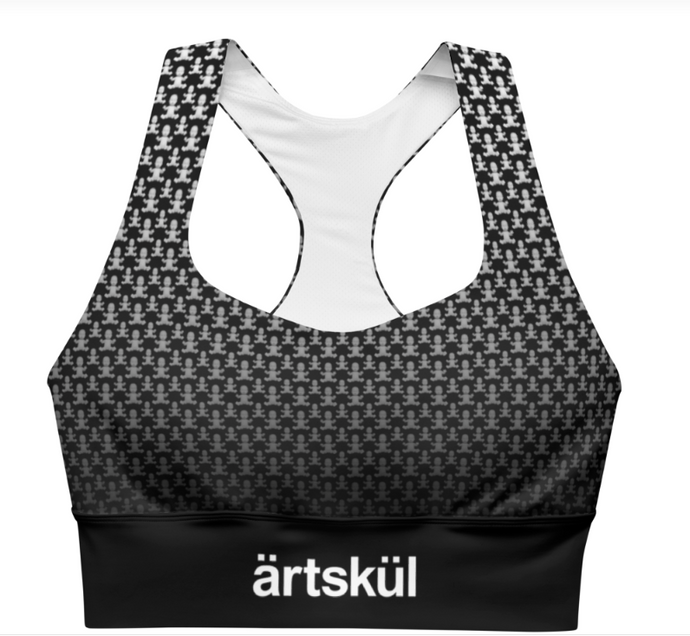 For medium to high-intensity exercise, this sports bra provides extra support with compression fabric. Featuring a double-layered front, the bra's feminine longline silhouette makes it the perfect workout bra or as a streetwear top. Made to order.